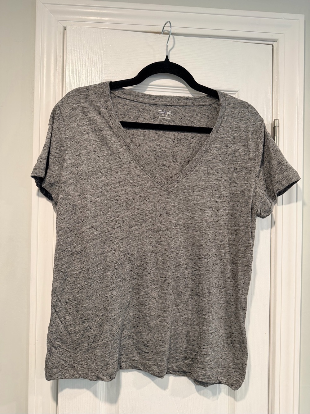 NWOT Madewell Size M Gray Heather V Neck Short Sleeve Slub Cotton Tee Shirt